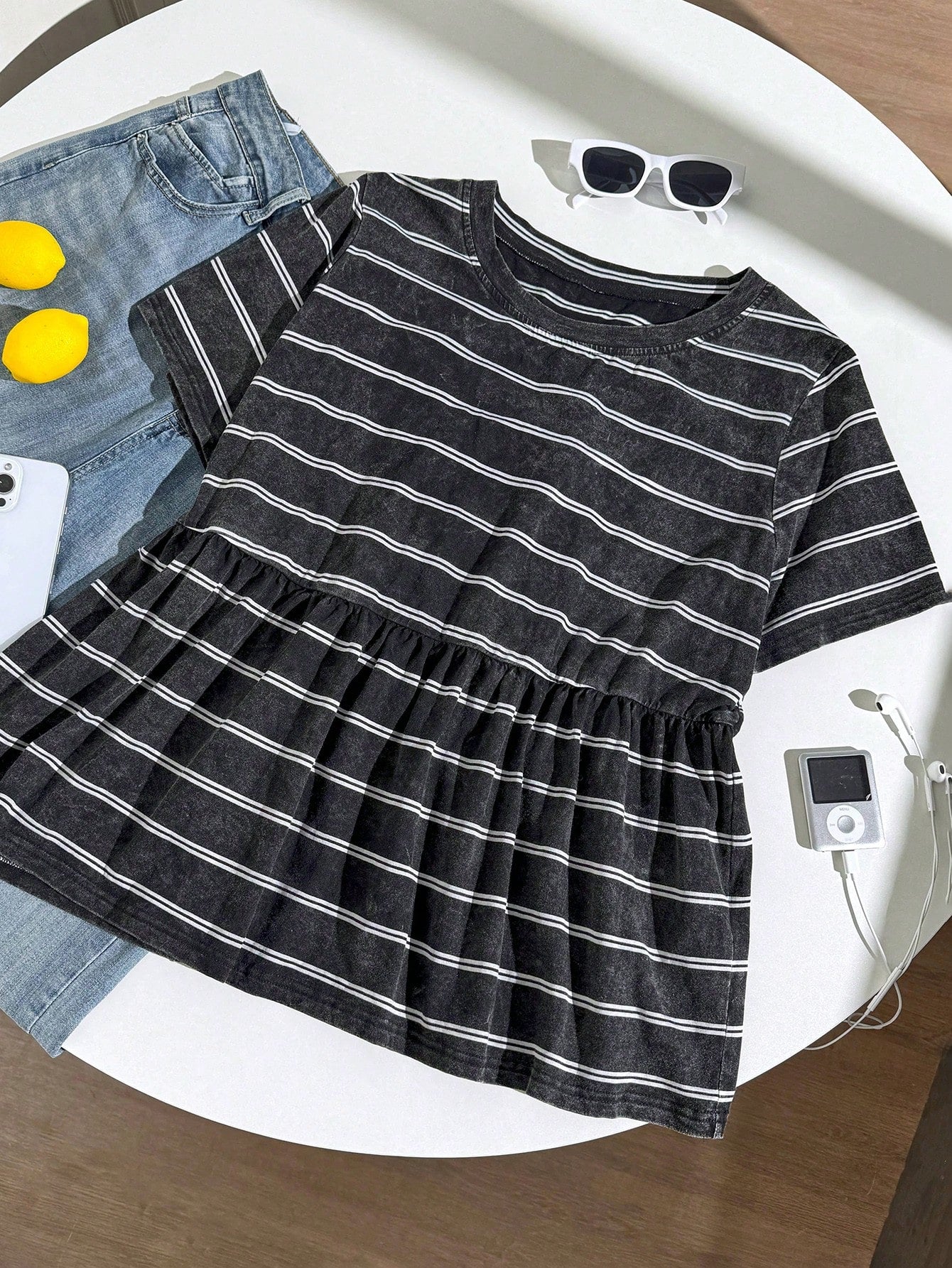 Comfortcana Plus Size Women's Casual 90s Smart Casual Dark Green Round Neck A-Line Slimming Short Sleeve T-Shirt Summer Vacation Formal