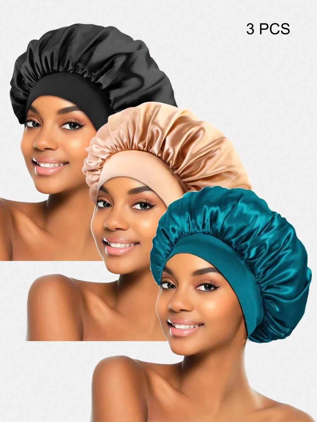 CONFLASS 10/3pcs Satin Sleep Cap, Braided Sleep Cap, Women Elastic Wide-Brim Sleep Hat, Women Satin Wide-Brim Sleep Cap, Suitable For Hair Beauty, Care, Chemotherapy, Curly Hair, Random Color