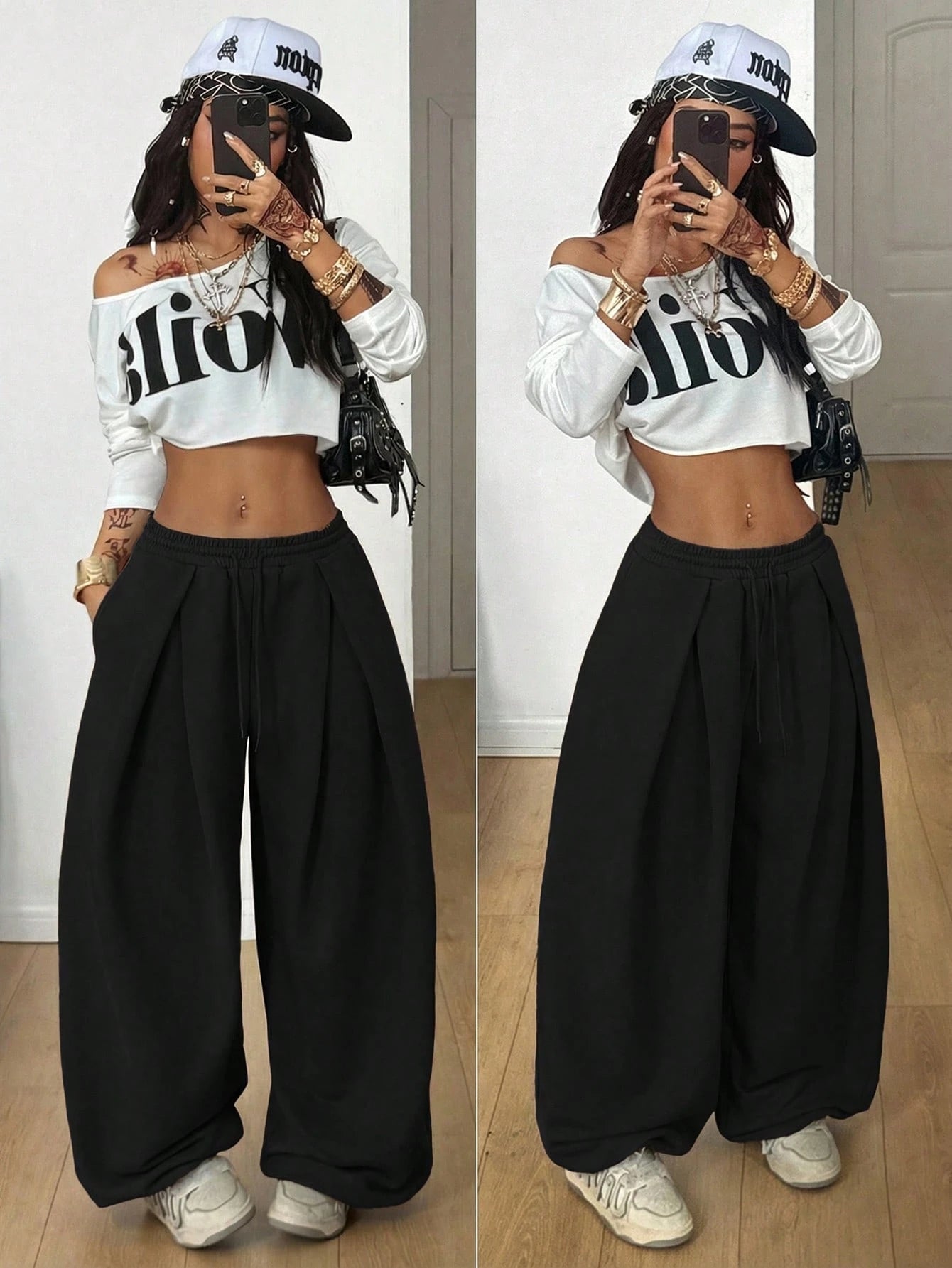Coolane Women's Fall/Winter Streetwear Basic Daily Wear Going Out Casual Grey Baggy Low Rise Cuffed Pants Y2k
