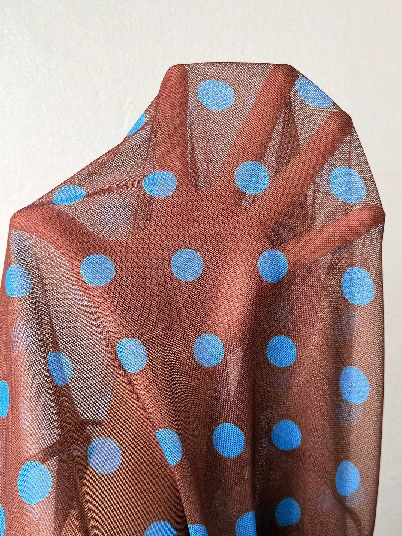 Coolane Women's Plus Size Summer Fall Sexy Streetwear Party Vacation Going Out Y2K Vintage Casual Breathable Mesh Polka Dot Brown Long Sleeve Top