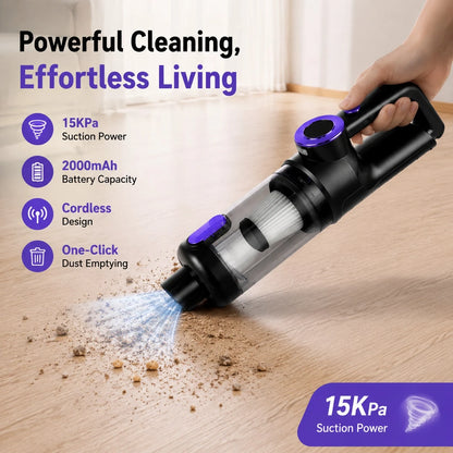 Cordless Handheld Vacuum Cleaner For Home Use, Featuring Powerful 15kPa Suction, Multiple Attachments, A High-Capacity 2000mAh Battery, And A Tangle-Free Cordless Design-An Ideal Tool For Cleaning You
