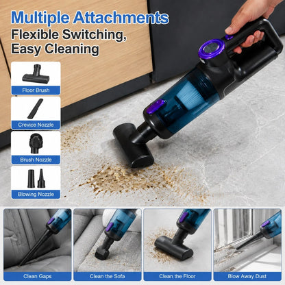 Cordless Handheld Vacuum Cleaner For Home Use, Featuring Powerful 15kPa Suction, Multiple Attachments, A High-Capacity 2000mAh Battery, And A Tangle-Free Cordless Design-An Ideal Tool For Cleaning You