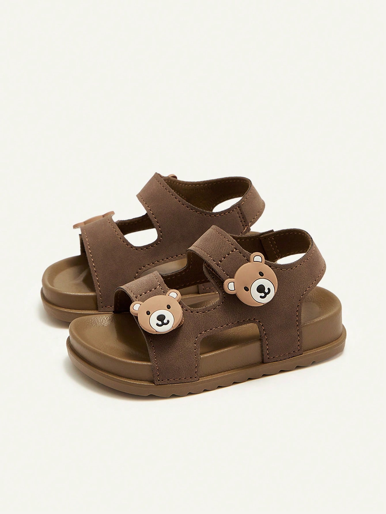 Cozy Pixies 1 Pair Cute Bear Decor Soft Bottom Lightweight Casual Sandals For Baby Boys, Summer