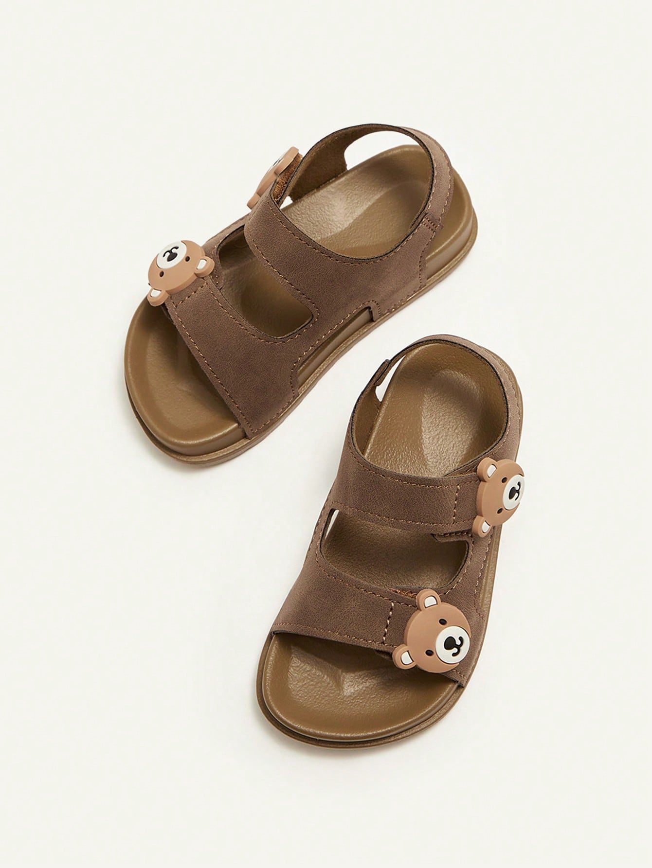 Cozy Pixies 1 Pair Cute Bear Decor Soft Bottom Lightweight Casual Sandals For Baby Boys, Summer