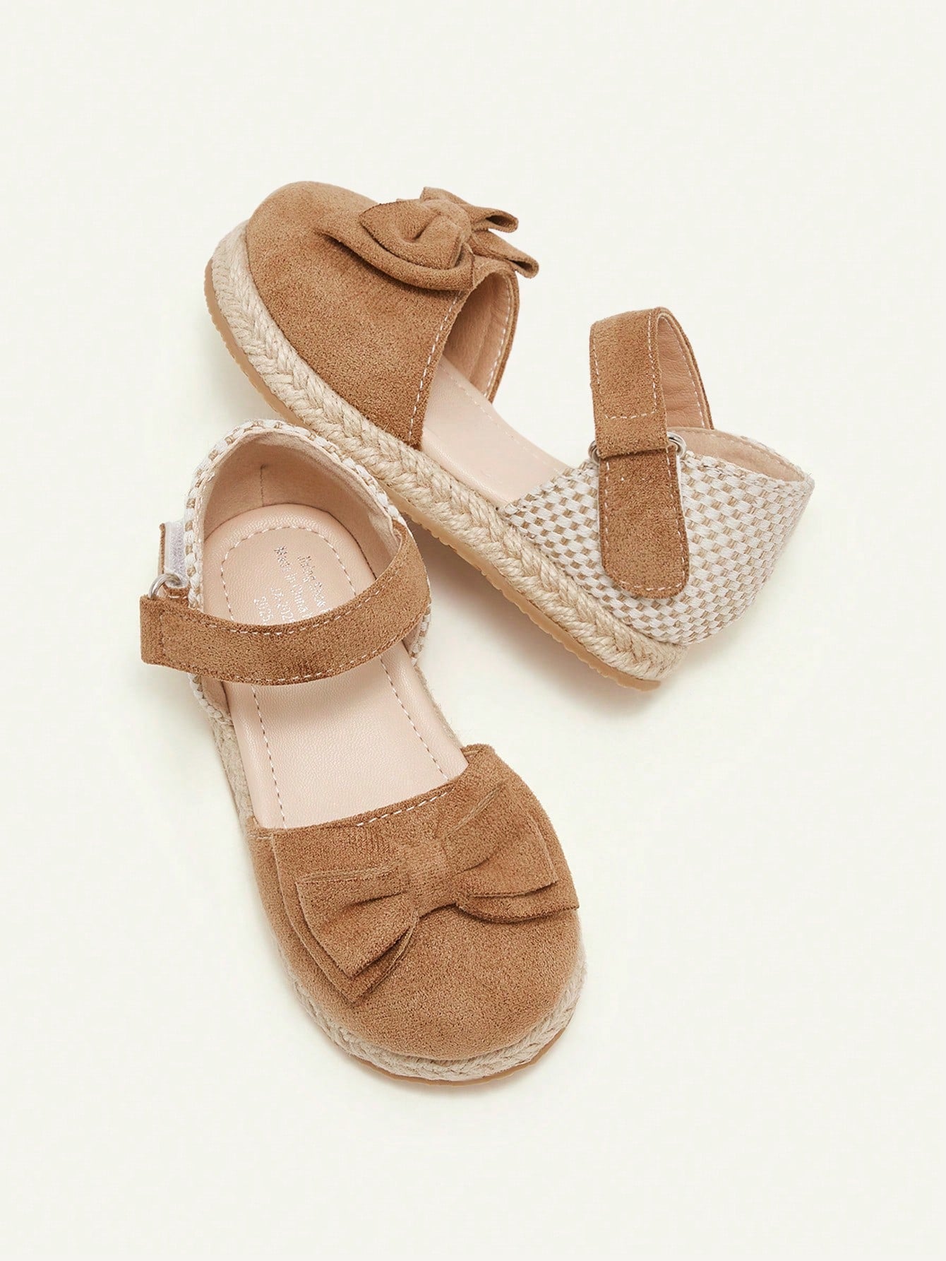 Cozy Pixies 1 Pair Summer Cute Toddler Girls Brown Bow All-Match Casual Fashion Versatile Hook And Loop Soft Bottom Closed Toe Infant Flat Sandals