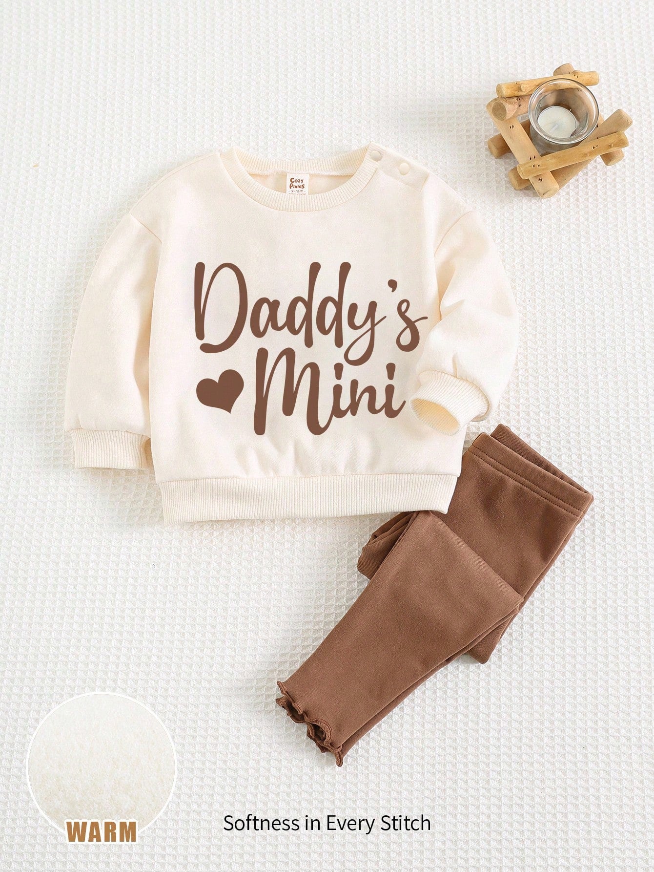 Cozy Pixies 2pcs Newborn Baby Girl Leopard Print Winter Hoodie & Leggings Set
