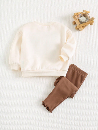Cozy Pixies 2pcs Newborn Baby Girl Leopard Print Winter Hoodie & Leggings Set