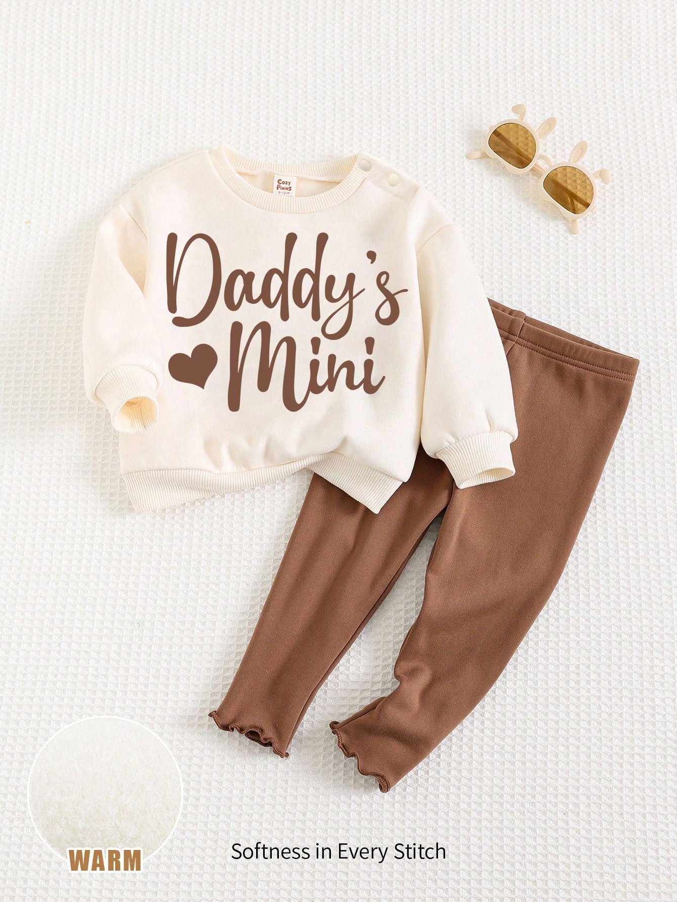 Cozy Pixies 2pcs Newborn Baby Girl Leopard Print Winter Hoodie & Leggings Set