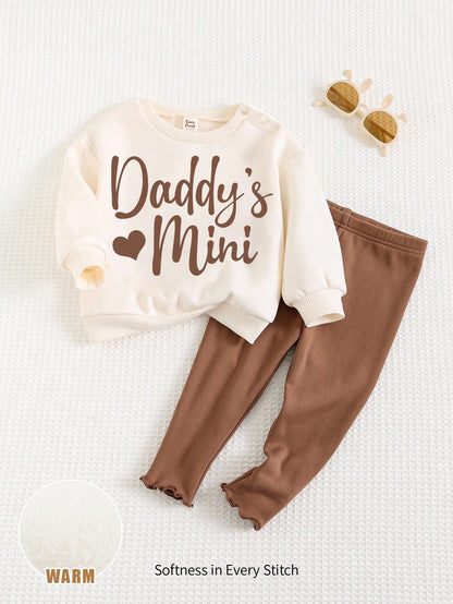 Cozy Pixies 2pcs Newborn Baby Girl Leopard Print Winter Hoodie & Leggings Set