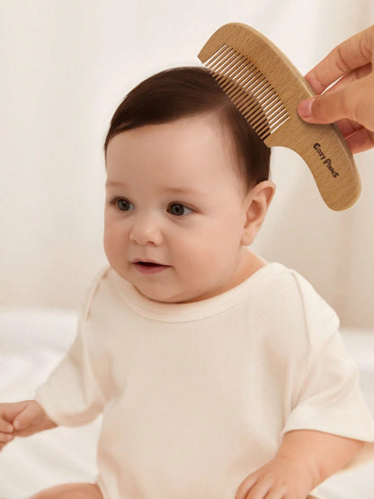 Cozy Pixies Comb Brush Three-Piece Set, Soft Brush, Small Baby Care Bath Tool 3pcs Baby Care Grooming Set With Wooden Wool Brush
