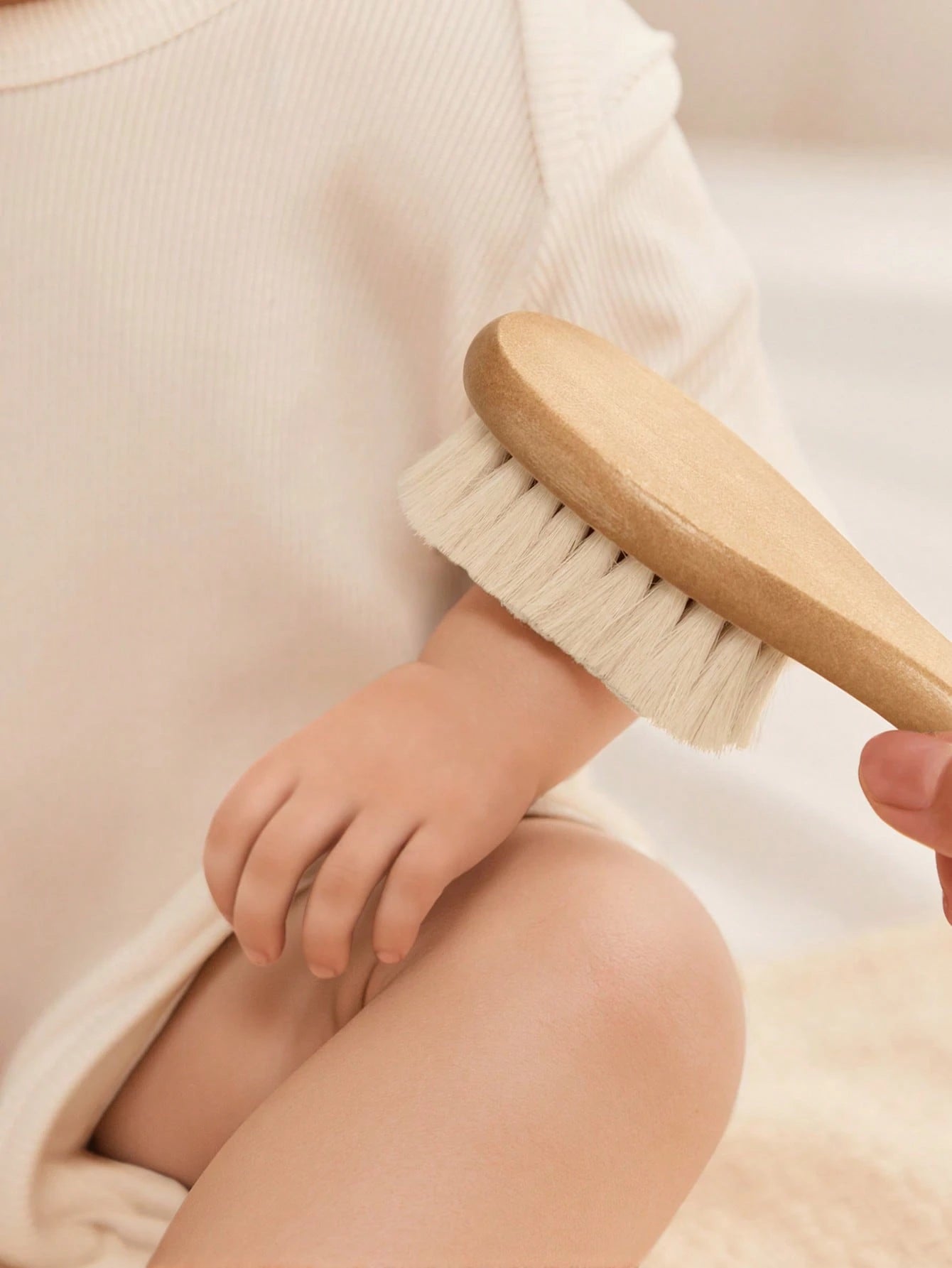 Cozy Pixies Comb Brush Three-Piece Set, Soft Brush, Small Baby Care Bath Tool 3pcs Baby Care Grooming Set With Wooden Wool Brush