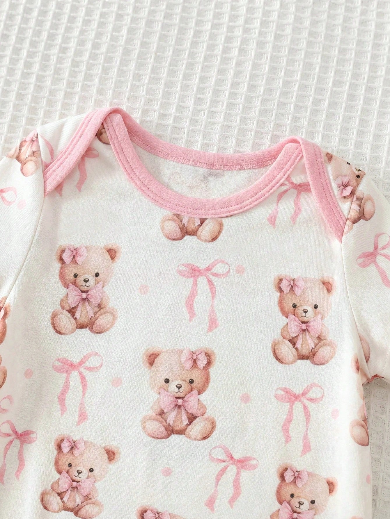 Cozy Pixies Newborn Baby Girl Cartoon Bear Pattern Knitted Soft Round Neck Long Sleeve Pullover Top And Elastic Waist Long Pants 2-Piece Set Comfy Soft Cute
