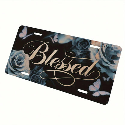 CP 2D Flat Design, 1-Piece Package, For Decorative Purposes Only, License Plate Sign, License Plate Cover, "Sacred Floral" Front License Plate Made Of Aluminum Alloy, 6x12inch, Humorous Standard Desig