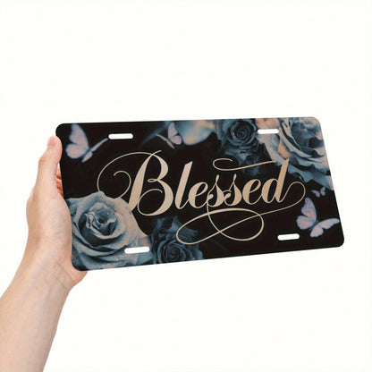 CP 2D Flat Design, 1-Piece Package, For Decorative Purposes Only, License Plate Sign, License Plate Cover, "Sacred Floral" Front License Plate Made Of Aluminum Alloy, 6x12inch, Humorous Standard Desig