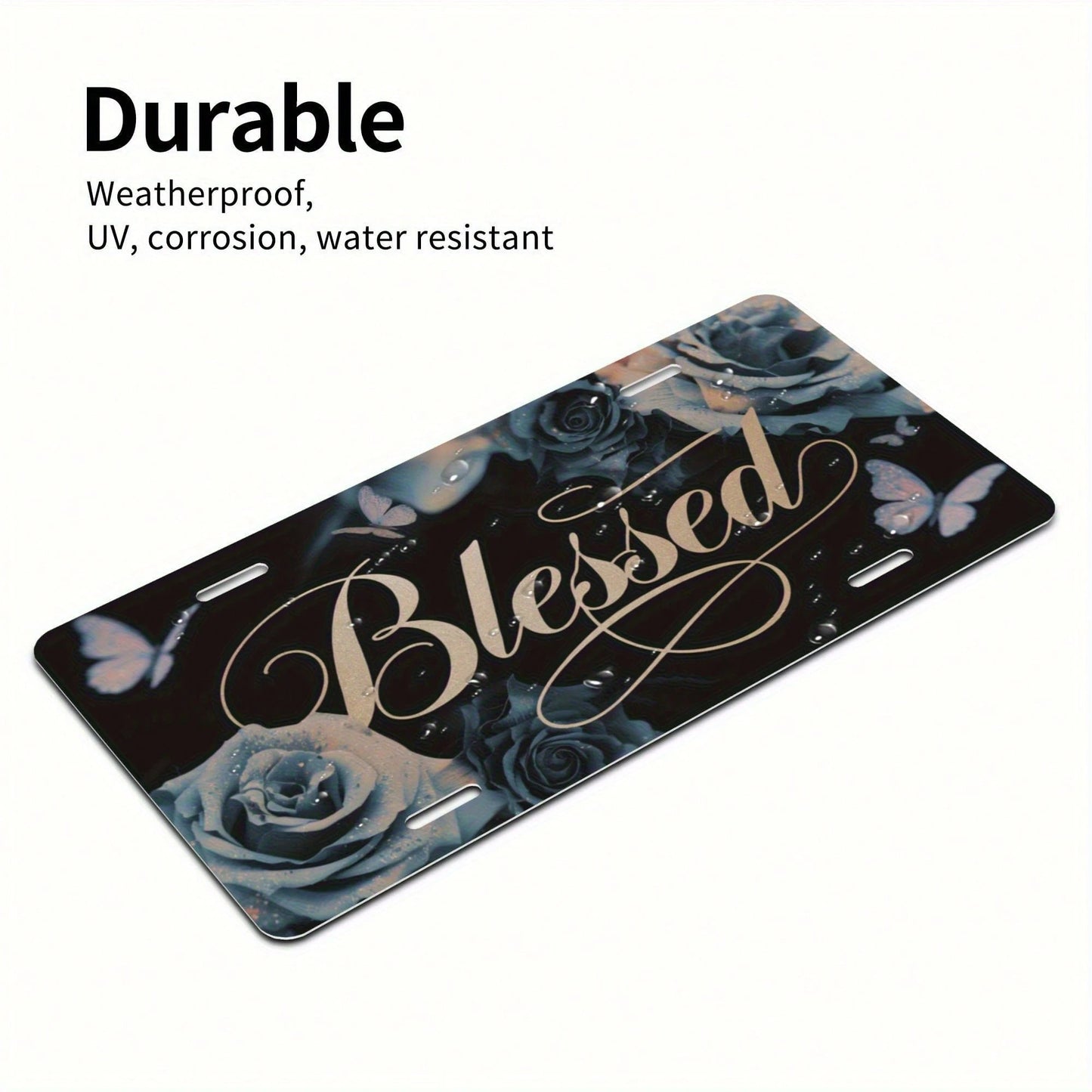 CP 2D Flat Design, 1-Piece Package, For Decorative Purposes Only, License Plate Sign, License Plate Cover, "Sacred Floral" Front License Plate Made Of Aluminum Alloy, 6x12inch, Humorous Standard Desig