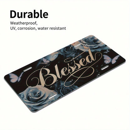 CP 2D Flat Design, 1-Piece Package, For Decorative Purposes Only, License Plate Sign, License Plate Cover, "Sacred Floral" Front License Plate Made Of Aluminum Alloy, 6x12inch, Humorous Standard Desig