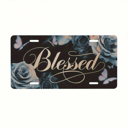 CP 2D Flat Design, 1-Piece Package, For Decorative Purposes Only, License Plate Sign, License Plate Cover, "Sacred Floral" Front License Plate Made Of Aluminum Alloy, 6x12inch, Humorous Standard Desig