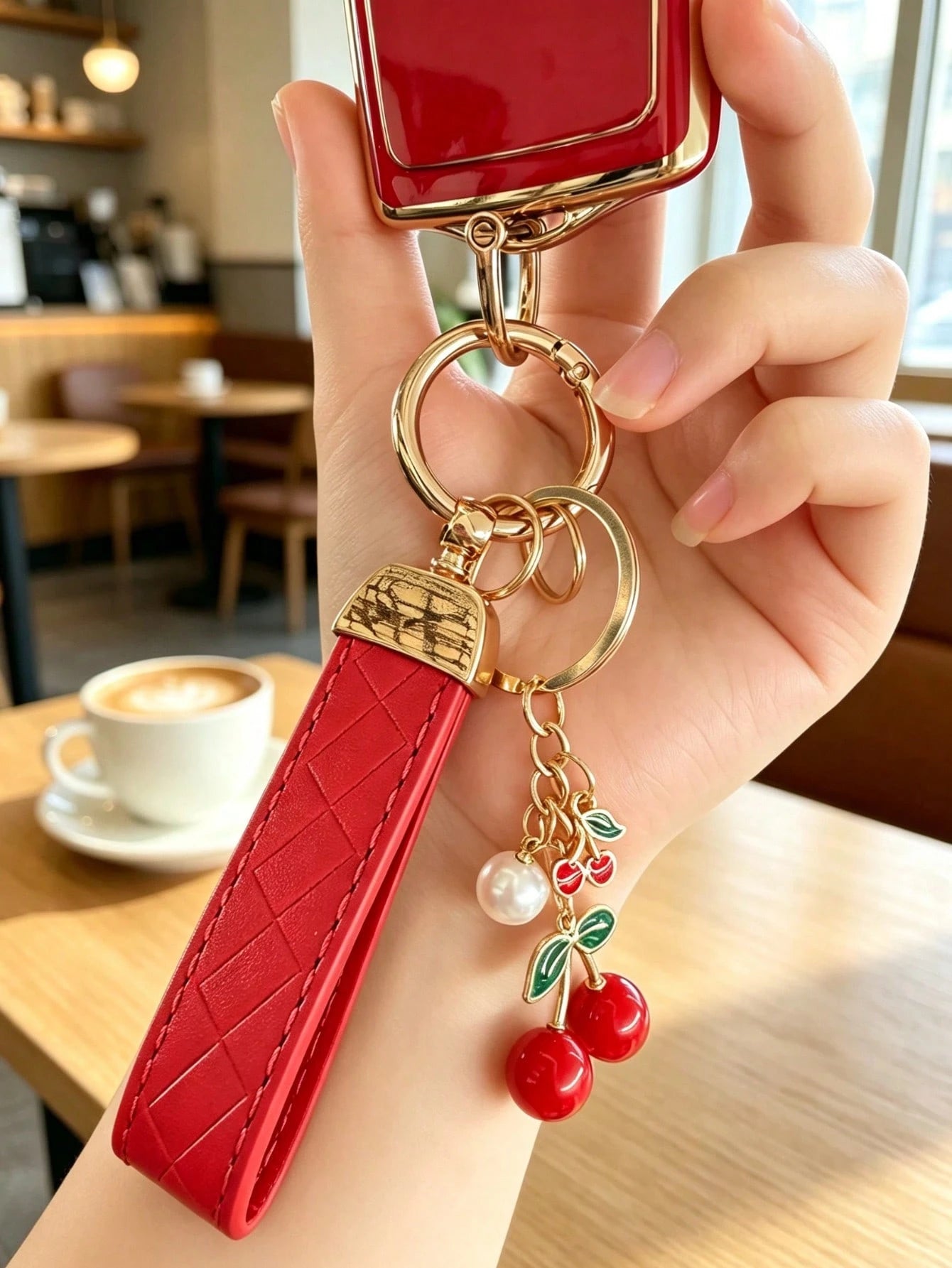 Creative Cherry Pendant Key Lanyard TPU Soft Shell Car Remote Key Cover Suitable For Renault Koleos Kadjar Captur Megane Space Clio Zoe Scenic 4 Arkana Dacia Sandero Key Bag