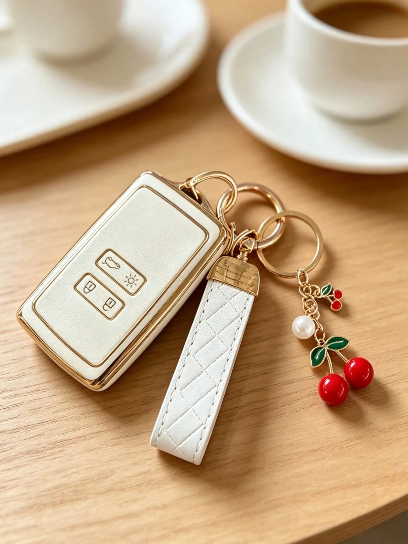 Creative Cherry Pendant Key Lanyard TPU Soft Shell Car Remote Key Cover Suitable For Renault Koleos Kadjar Captur Megane Space Clio Zoe Scenic 4 Arkana Dacia Sandero Key Bag