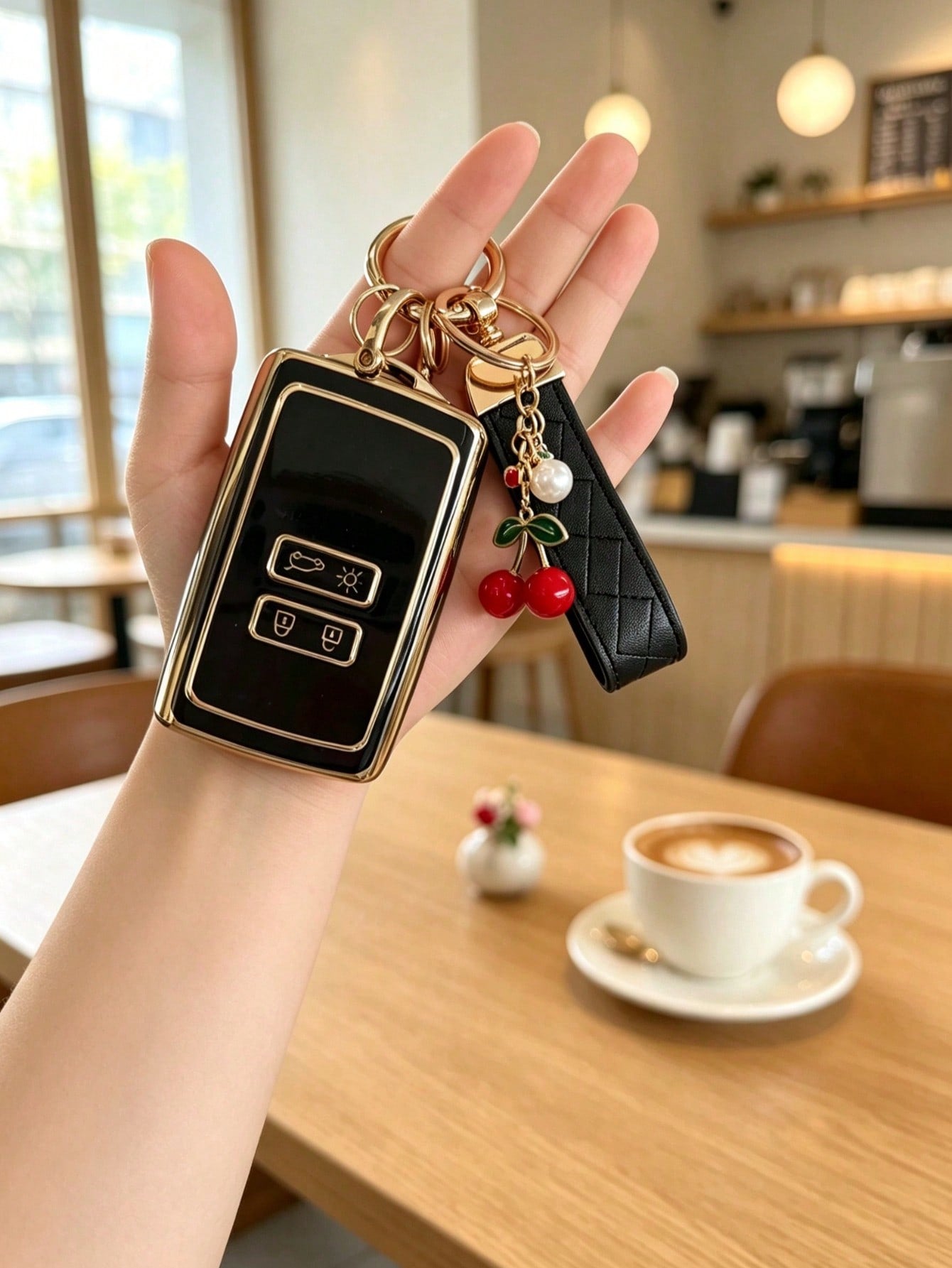 Creative Cherry Pendant Key Lanyard TPU Soft Shell Car Remote Key Cover Suitable For Renault Koleos Kadjar Captur Megane Space Clio Zoe Scenic 4 Arkana Dacia Sandero Key Bag