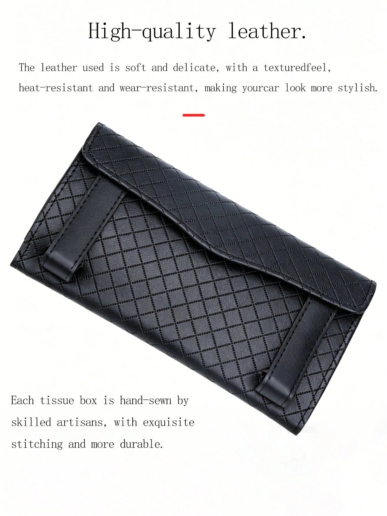 Creative Diamond Pattern Leather Car Sunshade Tissue Box, Hanging Car Tissue Box, Seat Back Sunshade Tissue Storage Bag, Multi-Functional Universal Car Interior Decor Accessory