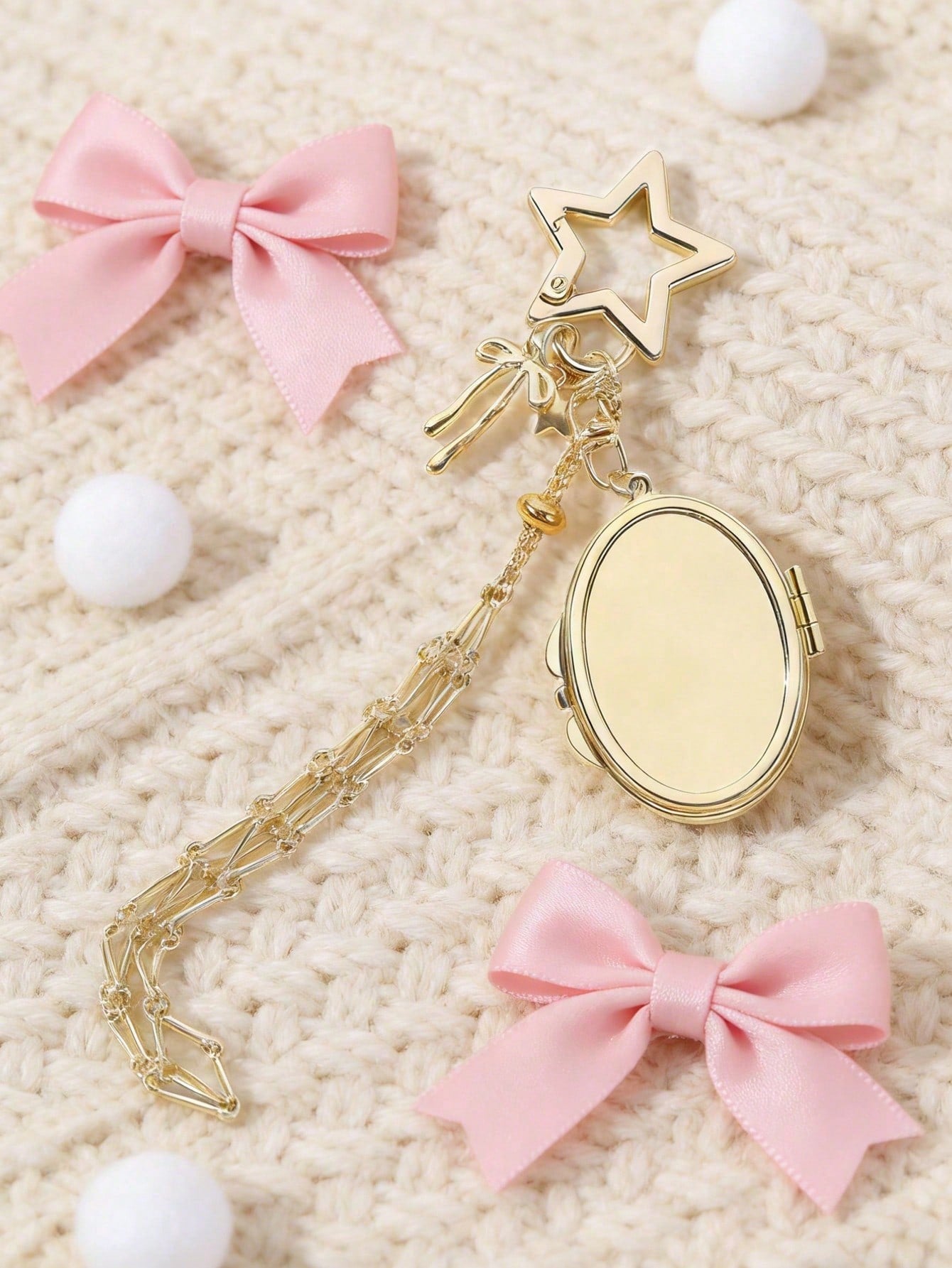 Creative Hanging Decor Heart Star Pendant Mesh Bag Lipstick Storage Pouch Stainless Steel Lip Balm Holder Metal Keychain