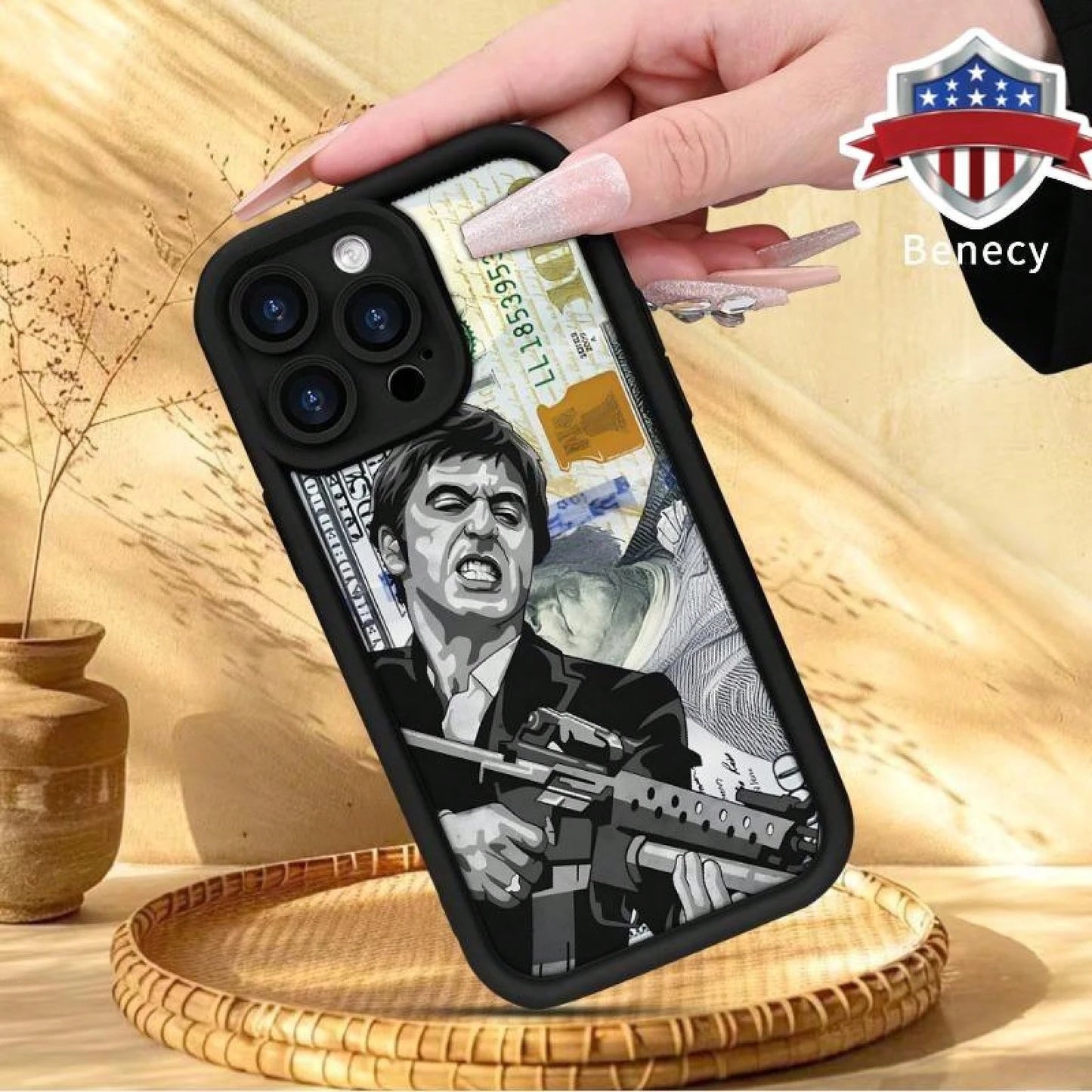 Creative Scar Face Painted Pattern Case For IPhone 16 17 15 14 Pro Max 13 12 11 Air XR XS E Plus Shockproof Drop Protection Rugged Durable Silicone Cover,Suitable For IPhone 17 Air