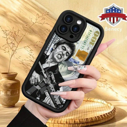 Creative Scar Face Painted Pattern Case For IPhone 16 17 15 14 Pro Max 13 12 11 Air XR XS E Plus Shockproof Drop Protection Rugged Durable Silicone Cover,Suitable For IPhone 17 Air
