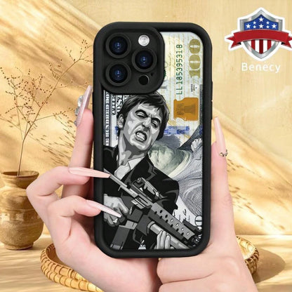 Creative Scar Face Painted Pattern Case For IPhone 16 17 15 14 Pro Max 13 12 11 Air XR XS E Plus Shockproof Drop Protection Rugged Durable Silicone Cover,Suitable For IPhone 17 Air