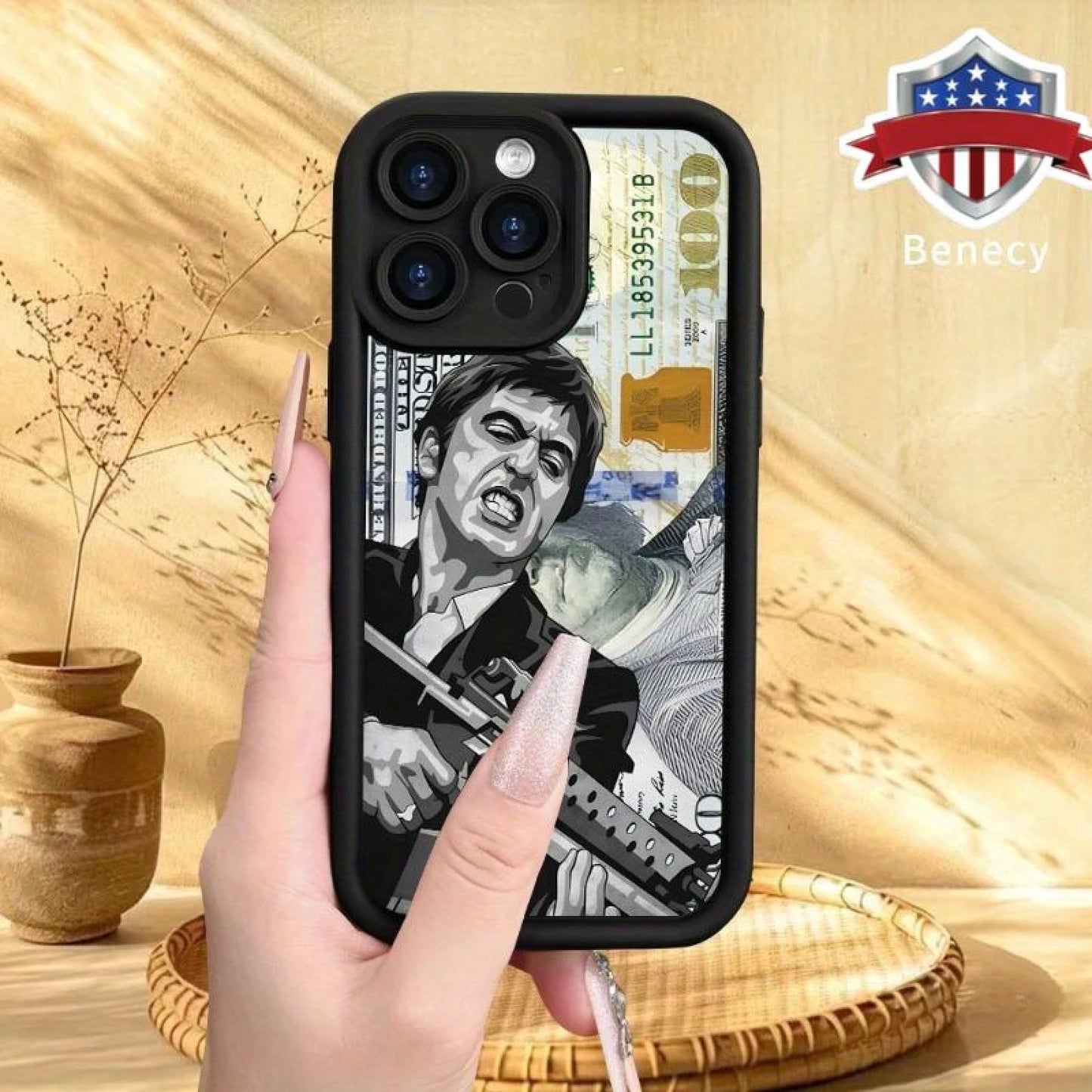 Creative Scar Face Painted Pattern Case For IPhone 16 17 15 14 Pro Max 13 12 11 Air XR XS E Plus Shockproof Drop Protection Rugged Durable Silicone Cover,Suitable For IPhone 17 Air