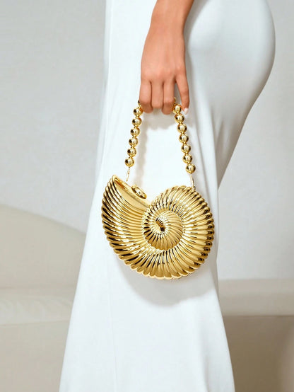 CUCCOO SZL 2025 Golden Conch Shaped Shoulder Bag, Detachable Shoulder Strap,  Suitable For Evening Outings