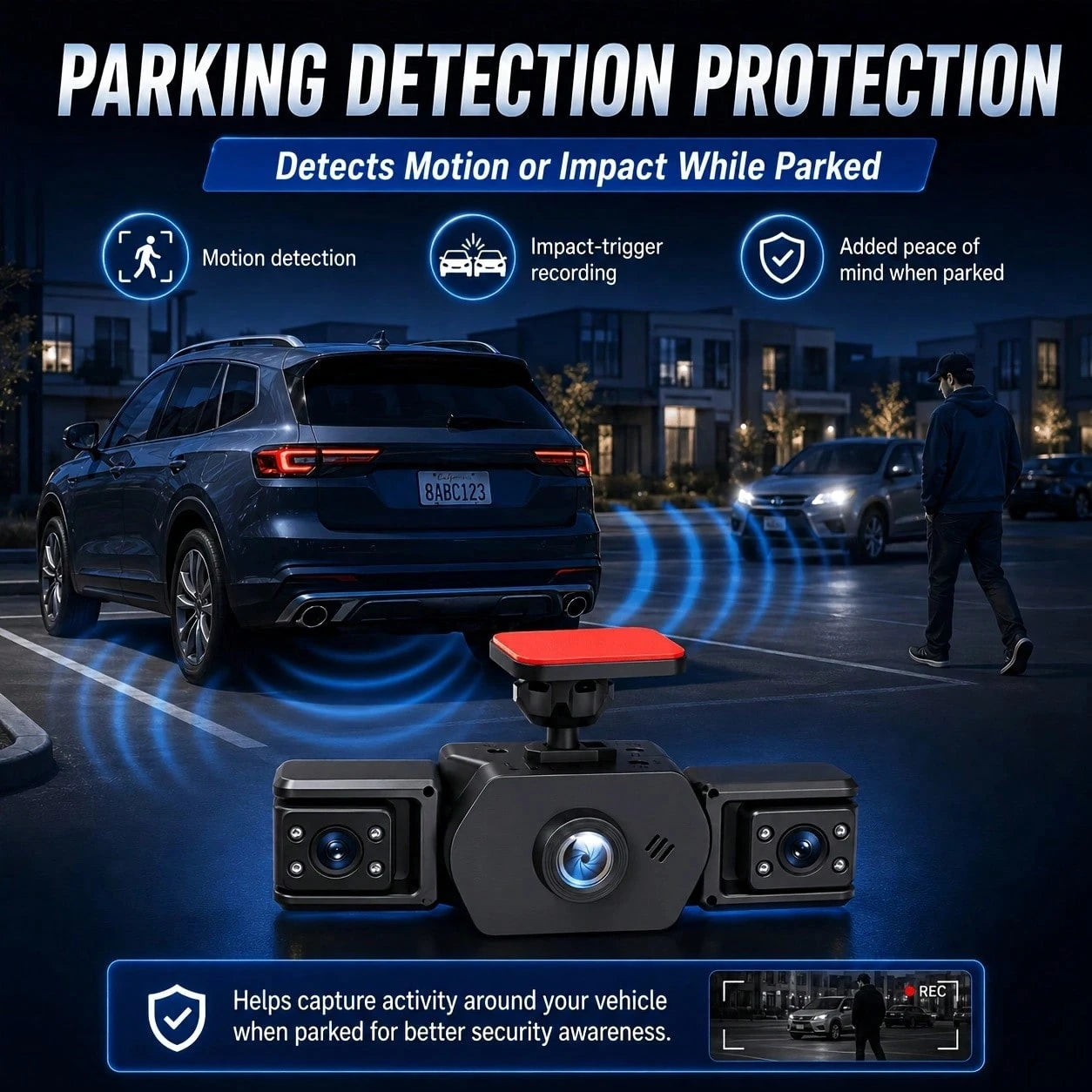 Curear 4-Channel 1080P FHD Dash Cam, Front Left Right Rear Cameras Car DVR Recorder With 3.6 Inch IPS Display, IR Night Vision, WDR Exposure, Loop Recording, G-Sensor Collision Lock, Parking Detection
