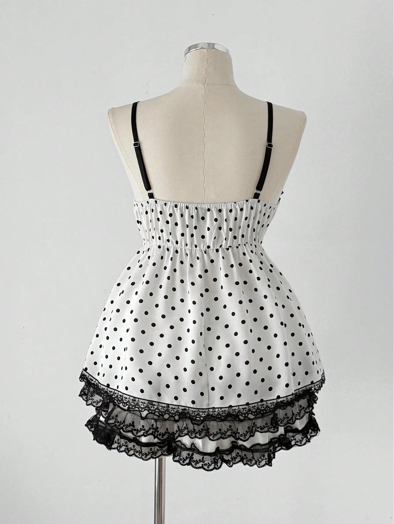 CURVE+ Plus Size Elegant Polka Dot Camisole With Bow, Suitable For Spring/Summer Vacation