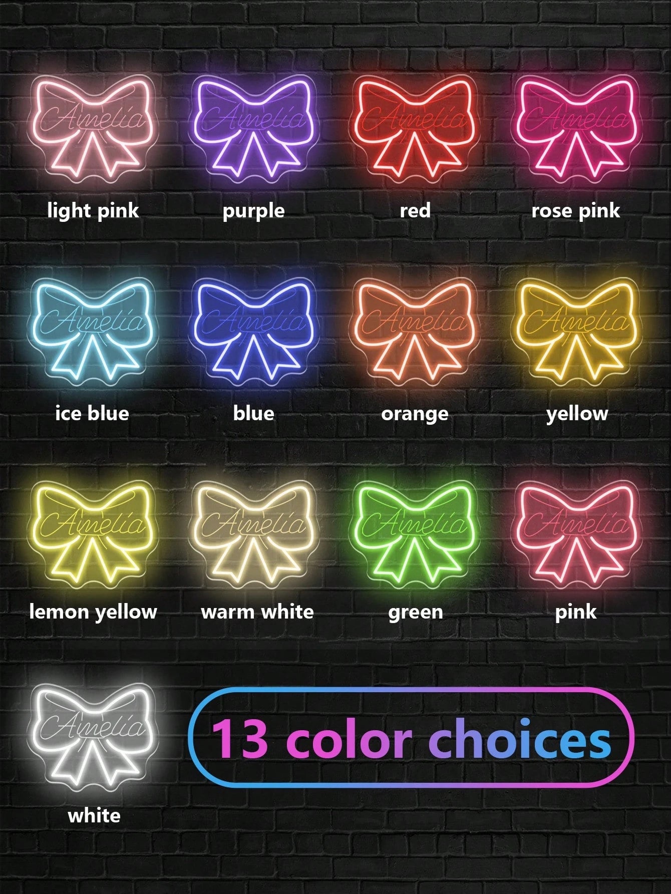 Custom Bow Neon Light Sign Girl Bedroom Decor, Pink Bedroom Decoration, Personalized Birthday, Christmas Party Decoration Gift, Size: 13.19"H*11.02"
