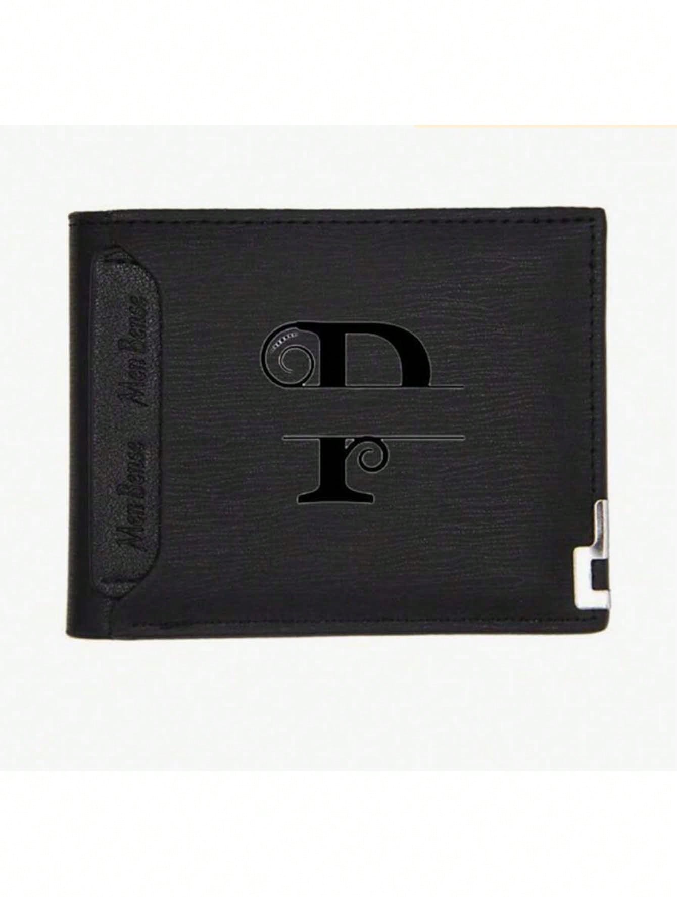 Custom Men's Leather Wallet- Engraved Initials For Dad Birthday- Dark Brown Mini Large Capacity Foldable Minimalist Business Casual, Father's Day Gift
