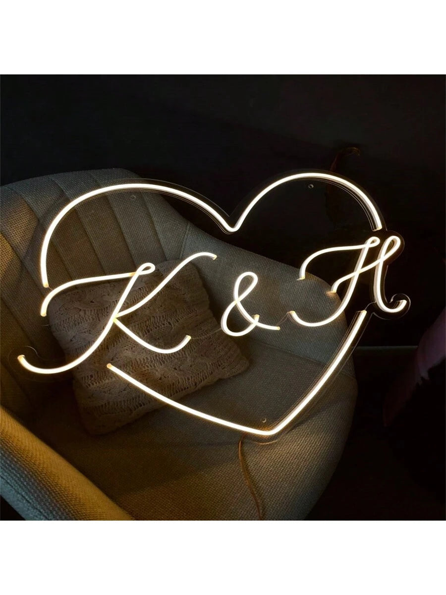 Customized LED Neon Lights- Personalized Wall & Bedroom Decor, USB Powered, Suitable For Weddings, Birthdays, Holidays And Parties./Customized Color Shaped Neon Love Sign- USB Powered LED Wall Decor