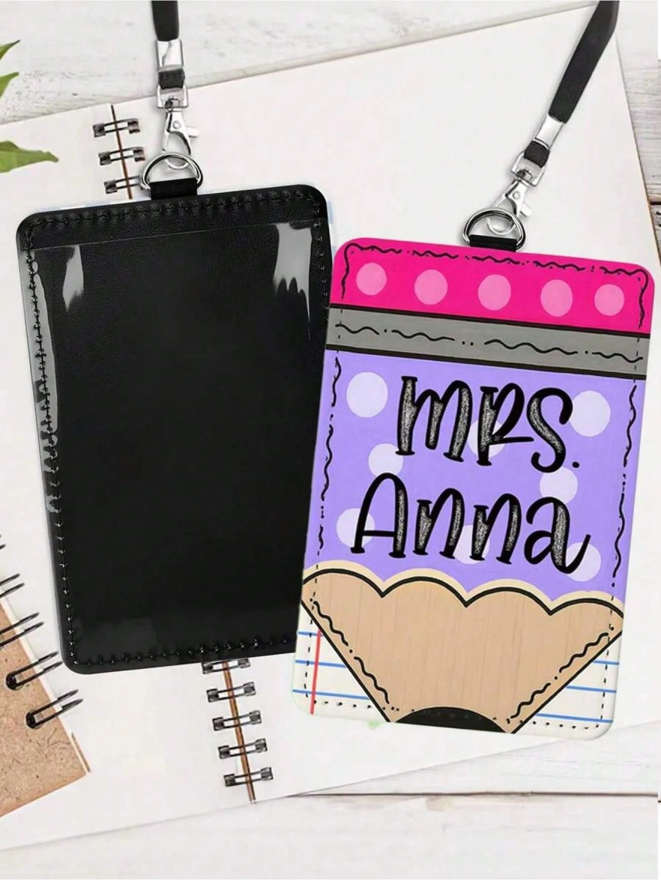 Customized Name Teacher Leather ID Card Holder, Personalized Teacher Belt Accessory, Graduation And Teacher Appreciation Gift, Birthday Gift