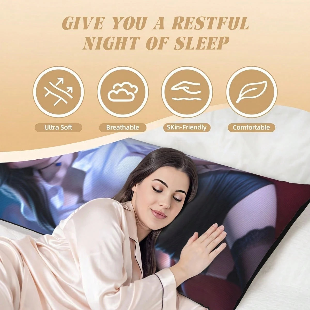 Customized Personalized Rectangular Pillowcase- Double-Sided Customization, Comfortable Fabric, Mixed Colors, Polyester Material, Suitable For Family, Lovers, Friends, Also Suitable For Father's Day