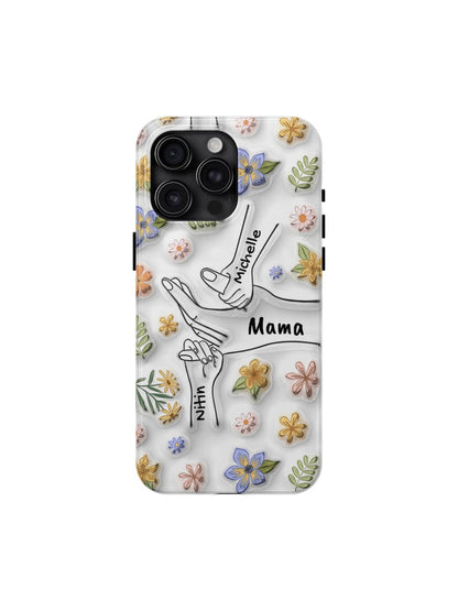 Customized Phone Case 3D Inflated Effect Compatible With 15 14 & More Cover Personalized Mother's Day Father's Day Gift For Her Him Boyfriend Girlfriend Family Friends Grandparents Floral Stylish Colo