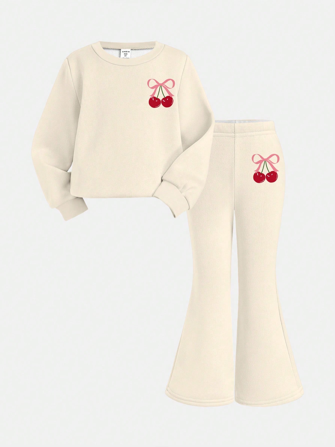 Cute Baby Girl Pink Bow Cherry Print Knit Pullover Outfit, Red And White Autumn Winter Clothes, Family Matching Casual Cozy Christmas Gifts For Baby Girl