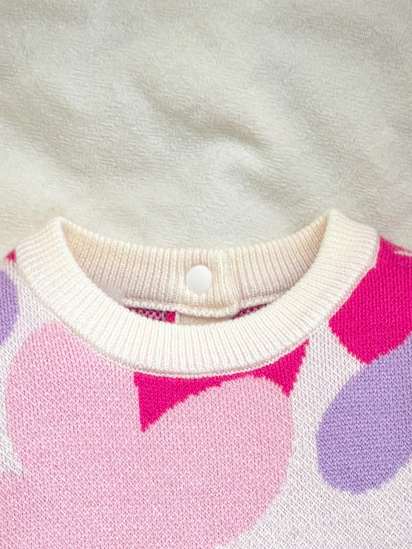 Cute Baby Girls Floral Applique Long Sleeve Romper,Soft Autumn Off-White Jumper For Matching Family,Newborn Toddler Christmas Halloween Outfit,Pink