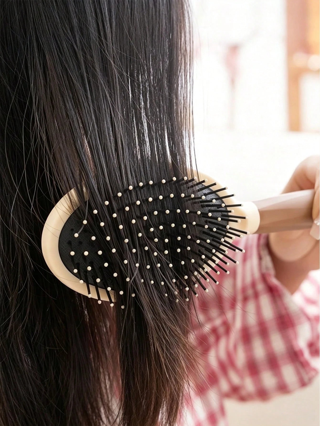 Cute Bear Fur Brush Set, Air Cushion Brush, Round Comb, Handheld Mirror, Hair Styling Tools For Girl Daily Use