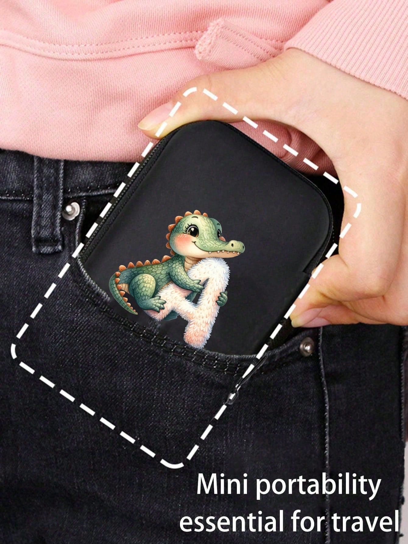 Cute Cartoon Animal Pattern Themed Alphabet A-Z Portable Mini Storage Bag, Waterproof And Shockproof Digital Pouch For Storing Initial, Name, Logo, Phone Charger, Data Cable, Zipper Storage Box, Walle