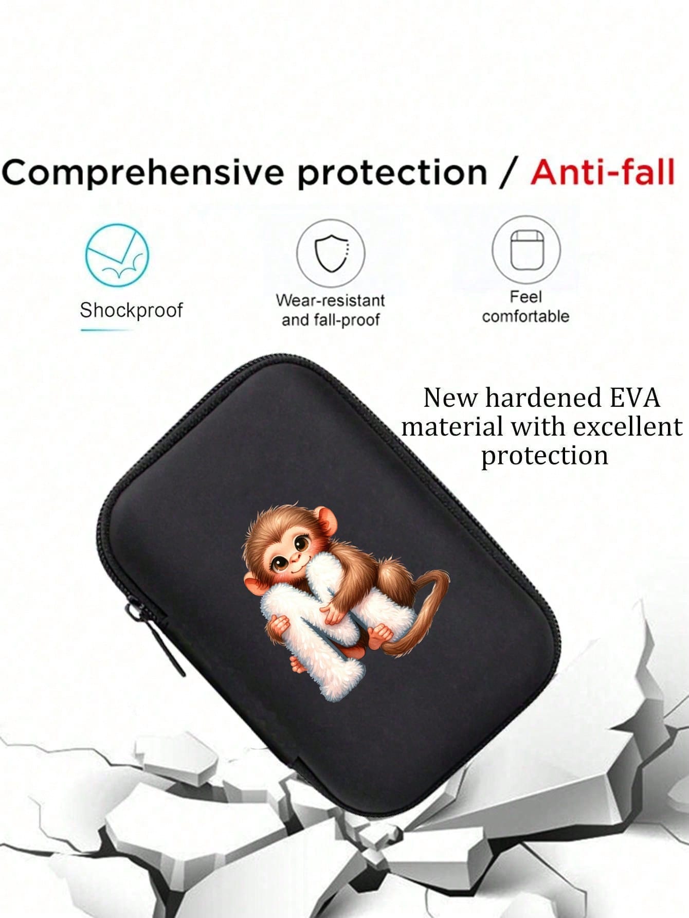Cute Cartoon Animal Pattern Themed Alphabet A-Z Portable Mini Storage Bag, Waterproof And Shockproof Digital Pouch For Storing Initial, Name, Logo, Phone Charger, Data Cable, Zipper Storage Box, Walle