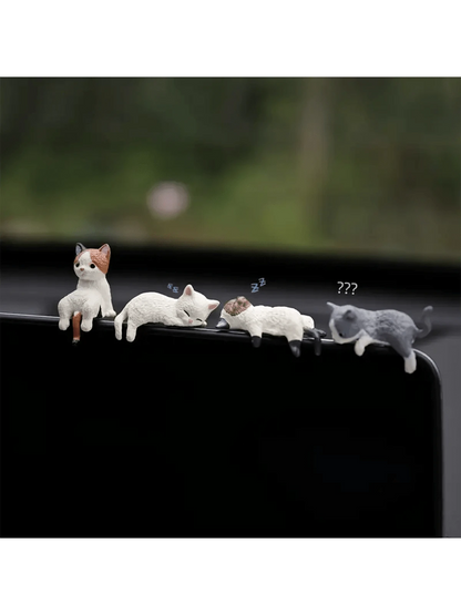 Cute Cat Cartoon Car Dashboard Decor, Made Of ABS Material, Mini Decorative Accessories Suitable For Vehicles And Display Screens