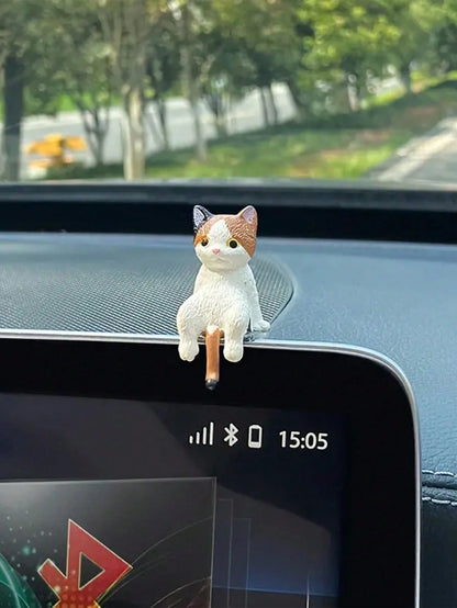 Cute Cat Cartoon Car Dashboard Decor, Made Of ABS Material, Mini Decorative Accessories Suitable For Vehicles And Display Screens