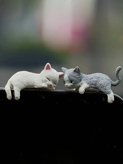 Cute Cat Cartoon Car Dashboard Decor, Made Of ABS Material, Mini Decorative Accessories Suitable For Vehicles And Display Screens