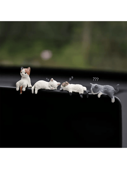 Cute Cat Cartoon Car Dashboard Decor, Made Of ABS Material, Mini Decorative Accessories Suitable For Vehicles And Display Screens