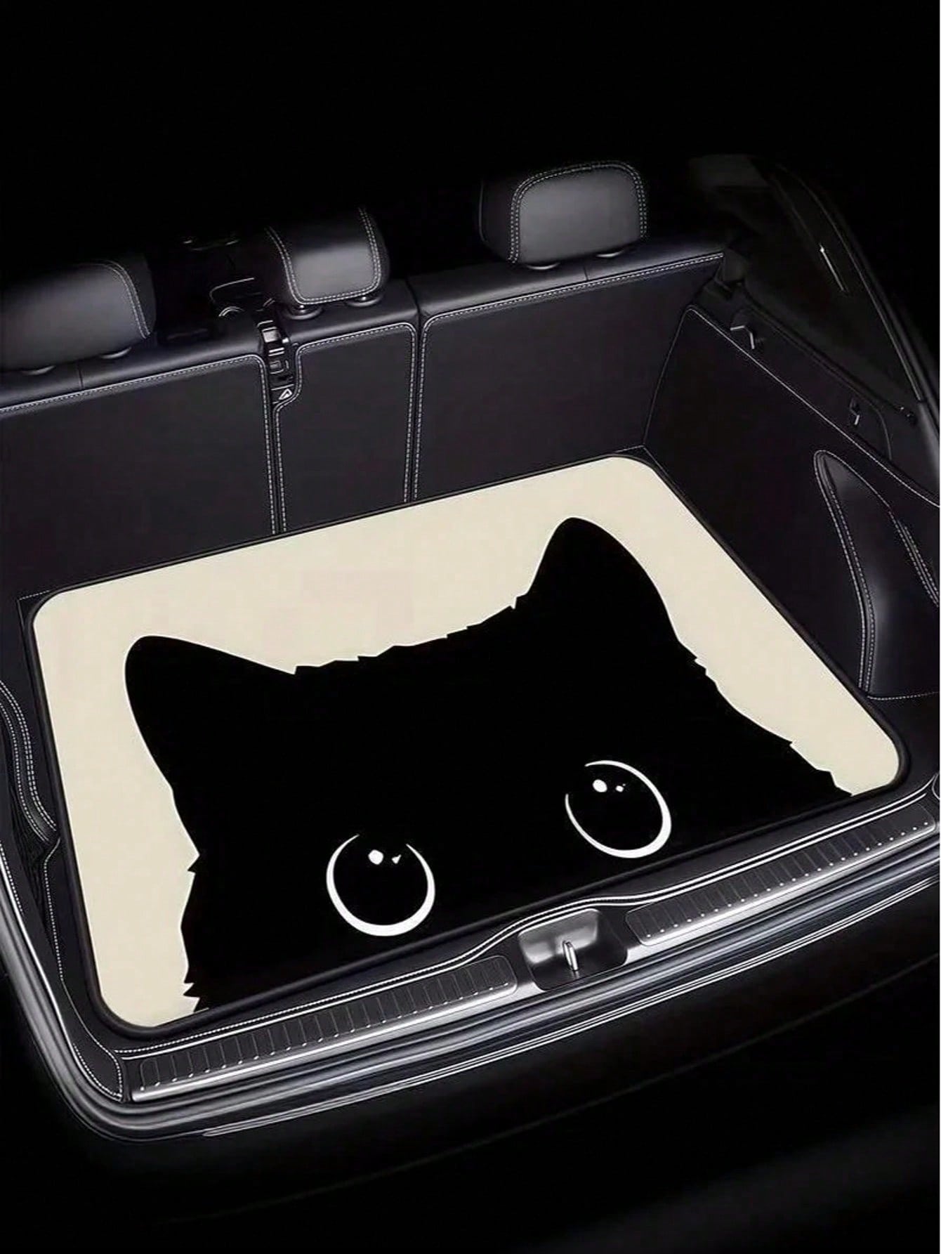 Cute Cat Face & Paw Print Car Trunk Mat, Universal Decorative Cargo Liner For Multiple Car Models, Waterproof & Dry Rear Boot Floor Protector, Essential Pet Travel Interior Accessory