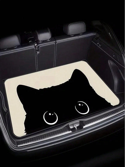 Cute Cat Face & Paw Print Car Trunk Mat, Universal Decorative Cargo Liner For Multiple Car Models, Waterproof & Dry Rear Boot Floor Protector, Essential Pet Travel Interior Accessory